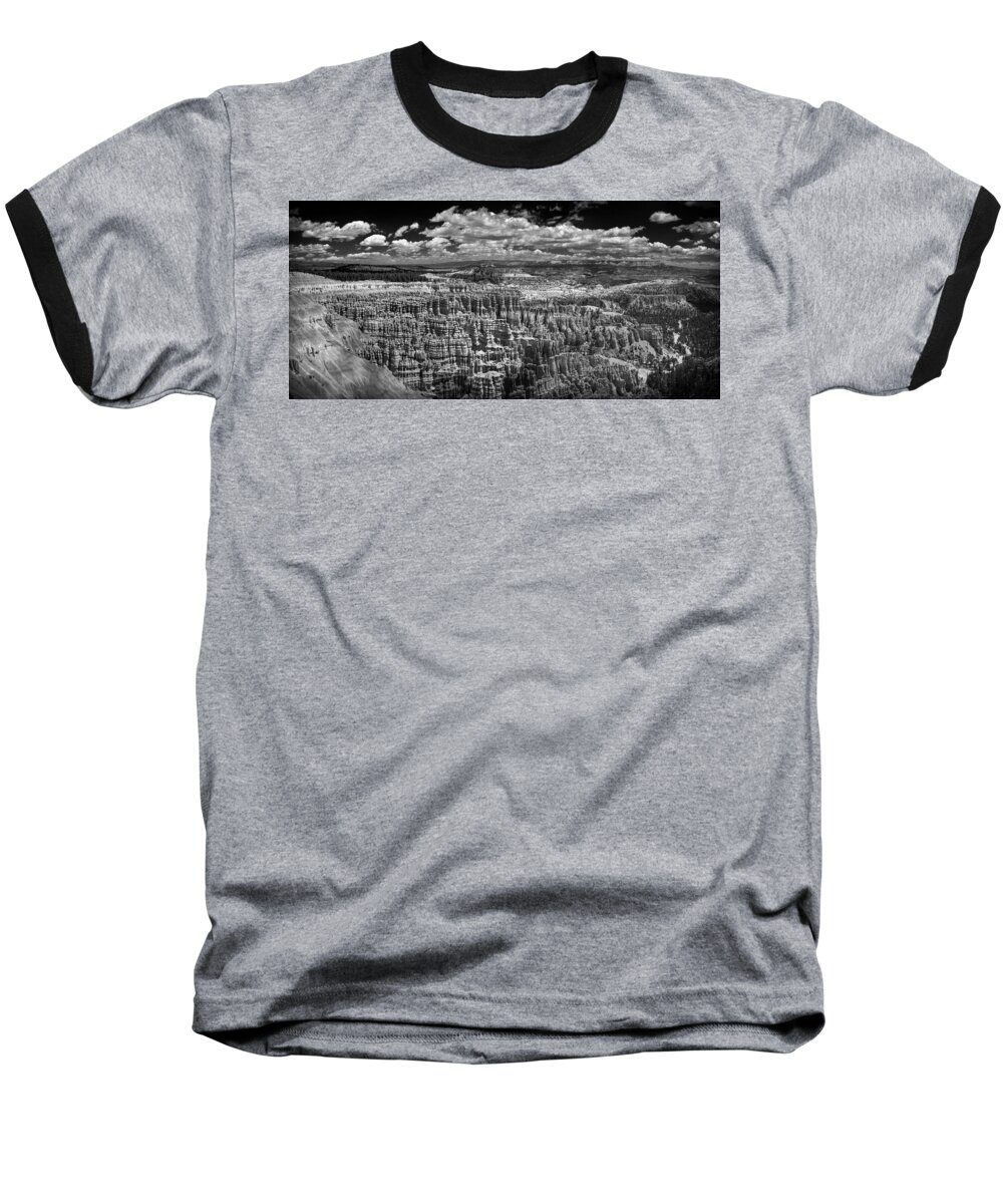Bryce Baseball T-Shirt featuring the photograph Bryce Canyon - Black and White by Larry Carr