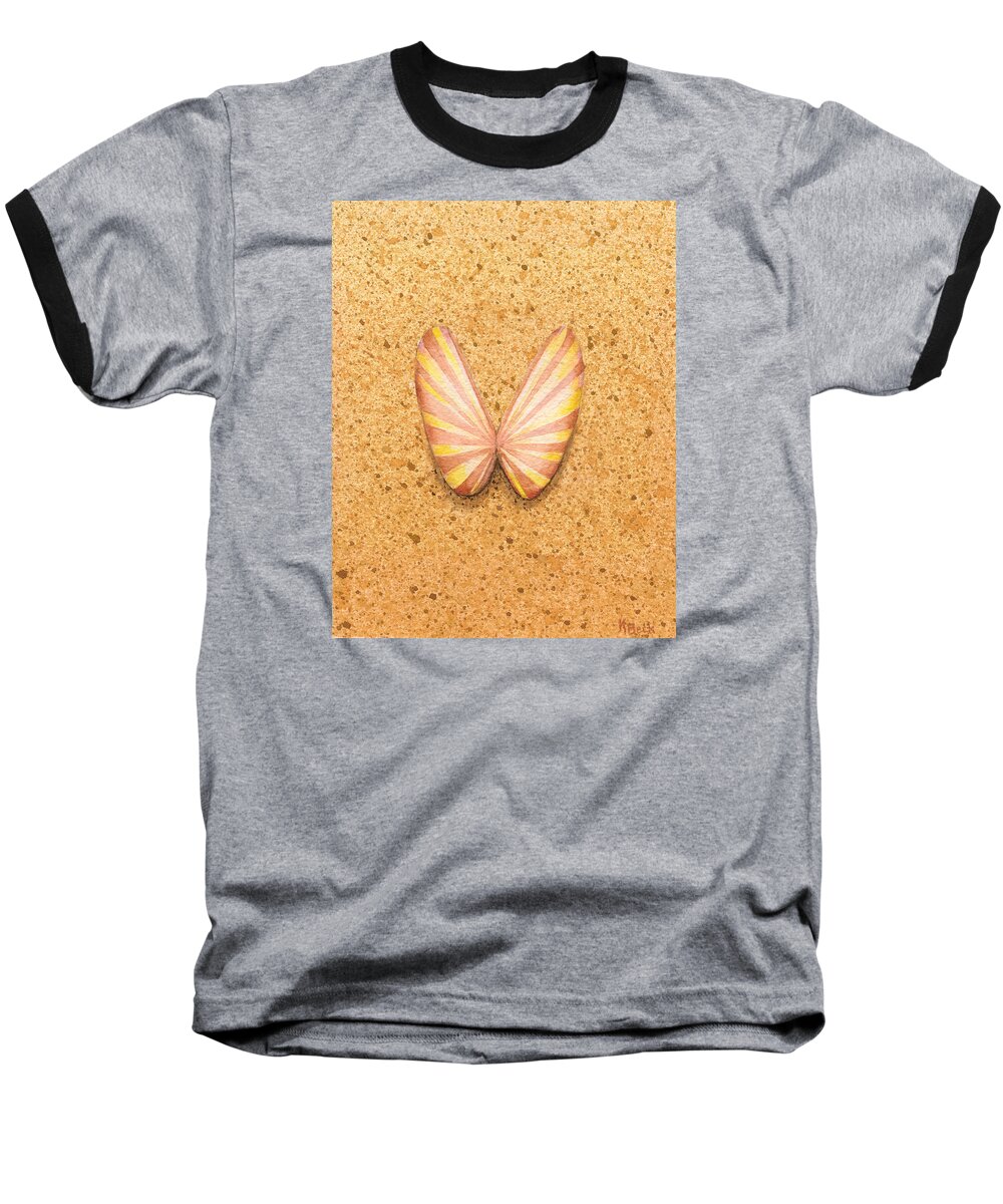 Print Baseball T-Shirt featuring the painting Butterfly Sea Shell by Katherine Young-Beck