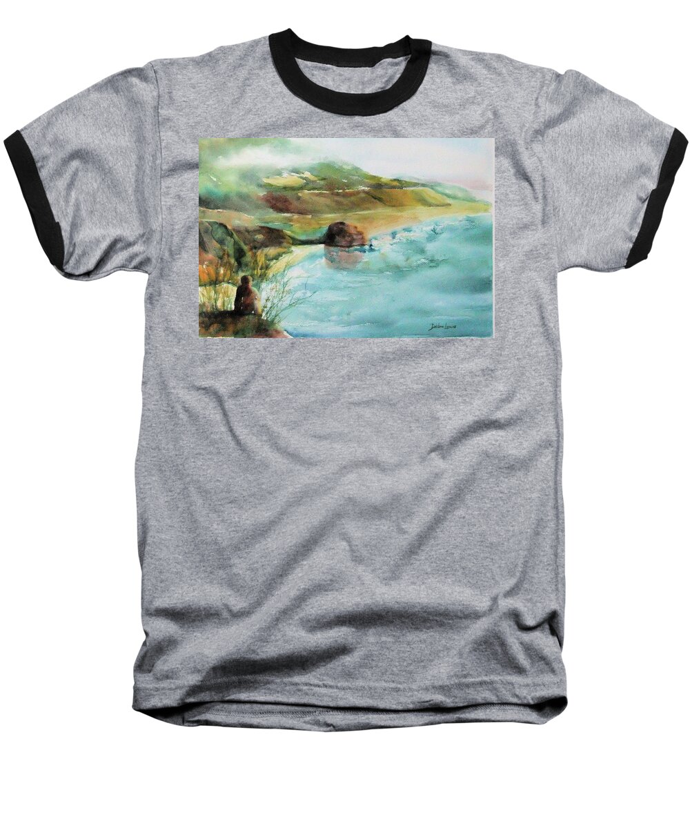 Watercolor Baseball T-Shirt featuring the painting California Dreaming by Debbie Lewis
