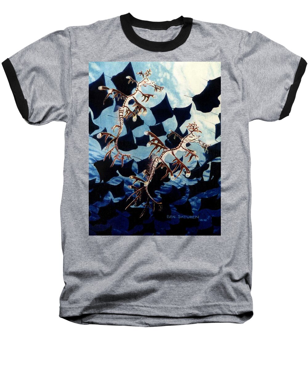 Dragon Fish Baseball T-Shirt featuring the painting Checkmate by Ben Saturen