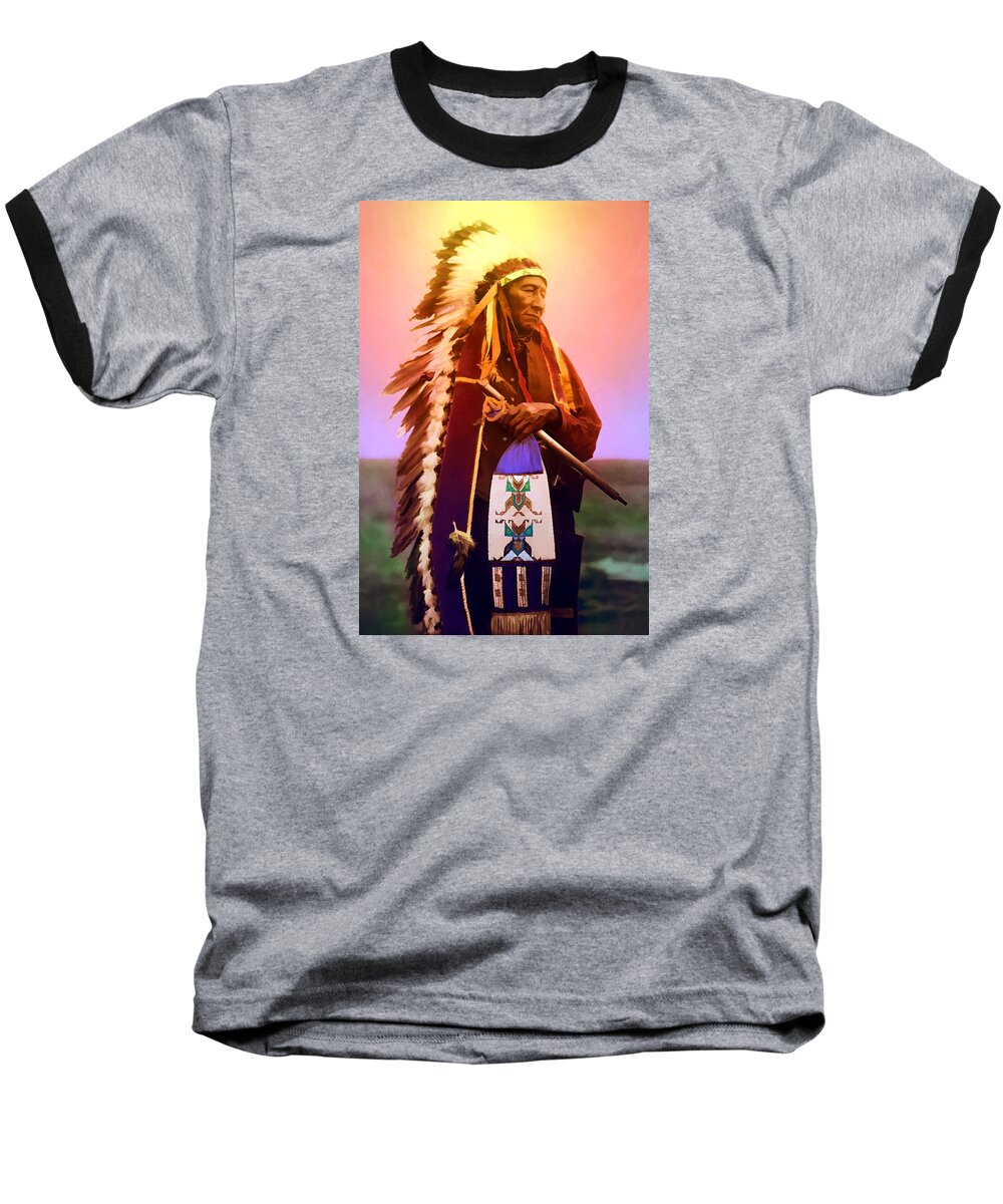 Native American Indians Baseball T-Shirt featuring the digital art Chiefton by Rick Wicker