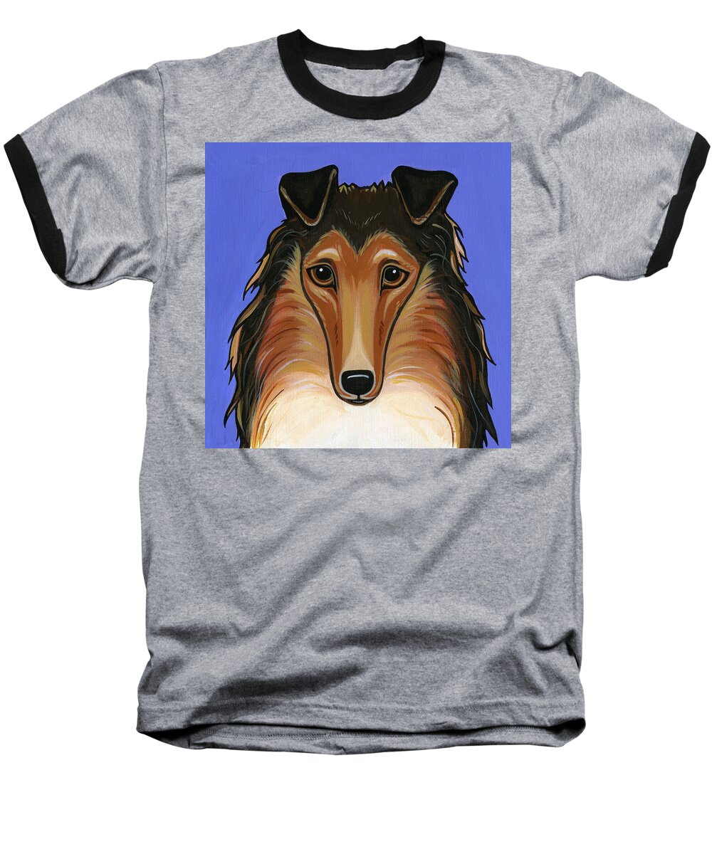 Dog Baseball T-Shirt featuring the painting Collie Rough by Leanne Wilkes