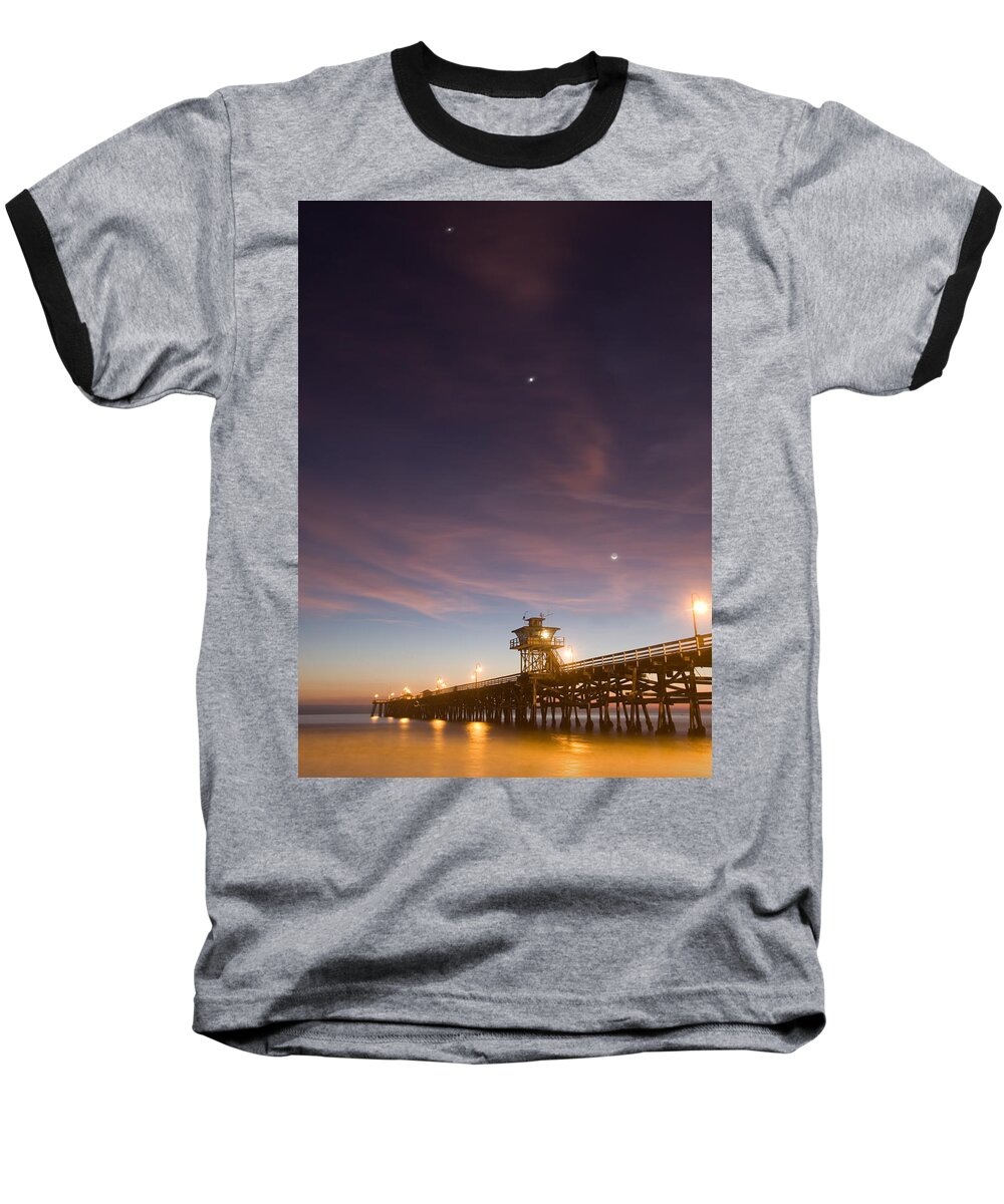 Pier Baseball T-Shirt featuring the photograph Cosmic Alignment by Cliff Wassmann