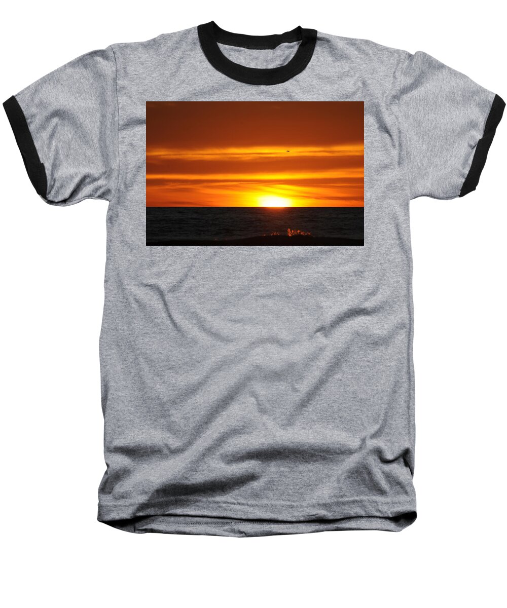 Sunset Baseball T-Shirt featuring the photograph Crimson Sunset by Richard Omura