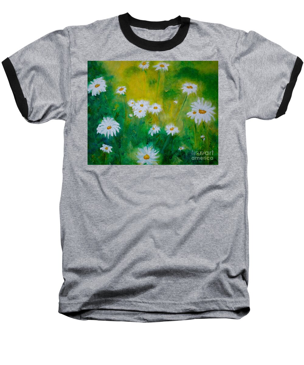 Daisies Baseball T-Shirt featuring the painting Delightful Daisies by Claire Bull