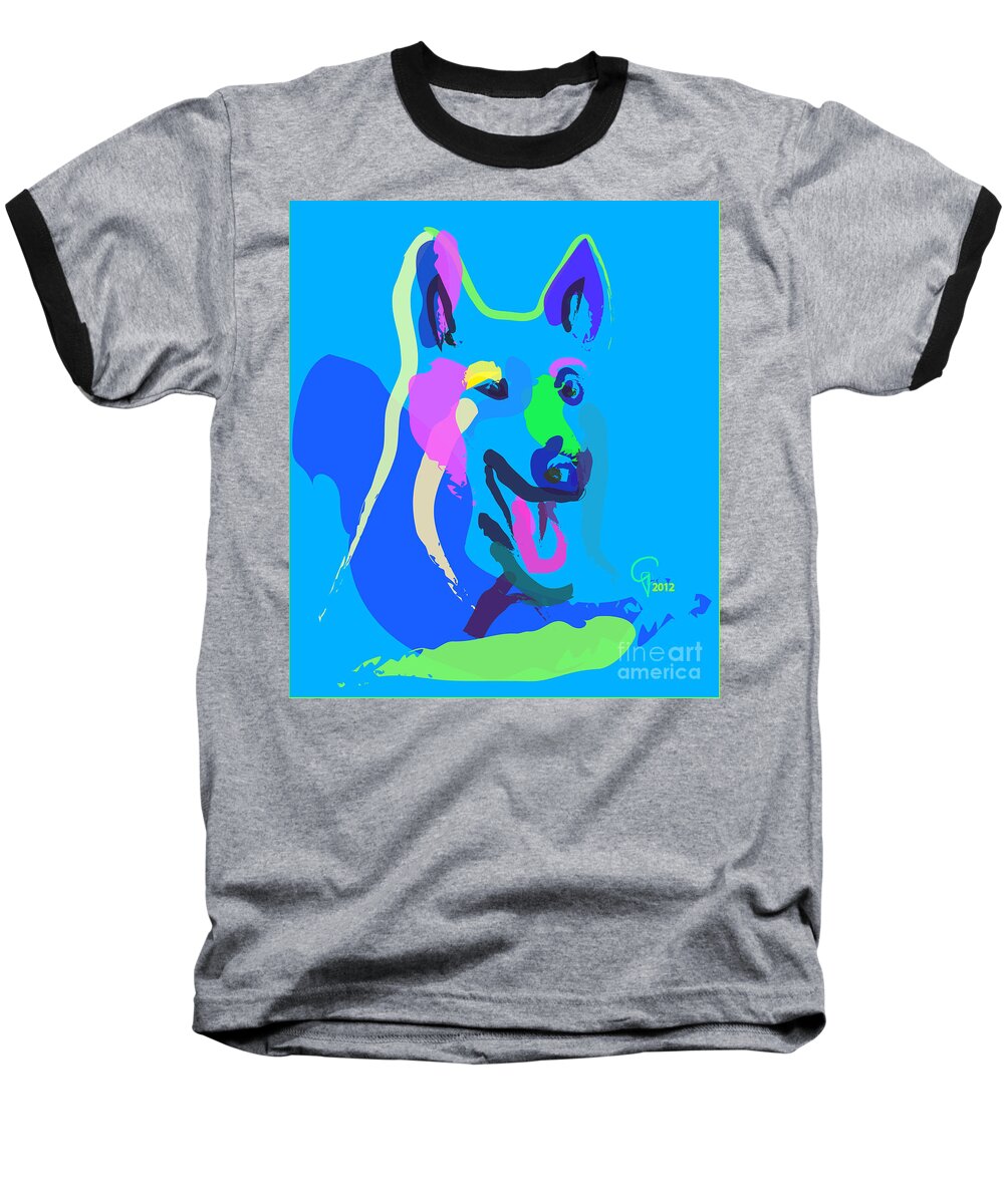 Pet Baseball T-Shirt featuring the painting Dog - colour dog by Go Van Kampen