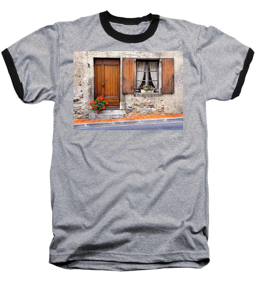 Doorway Baseball T-Shirt featuring the photograph Doorway and Window in Provence France by Dave Mills