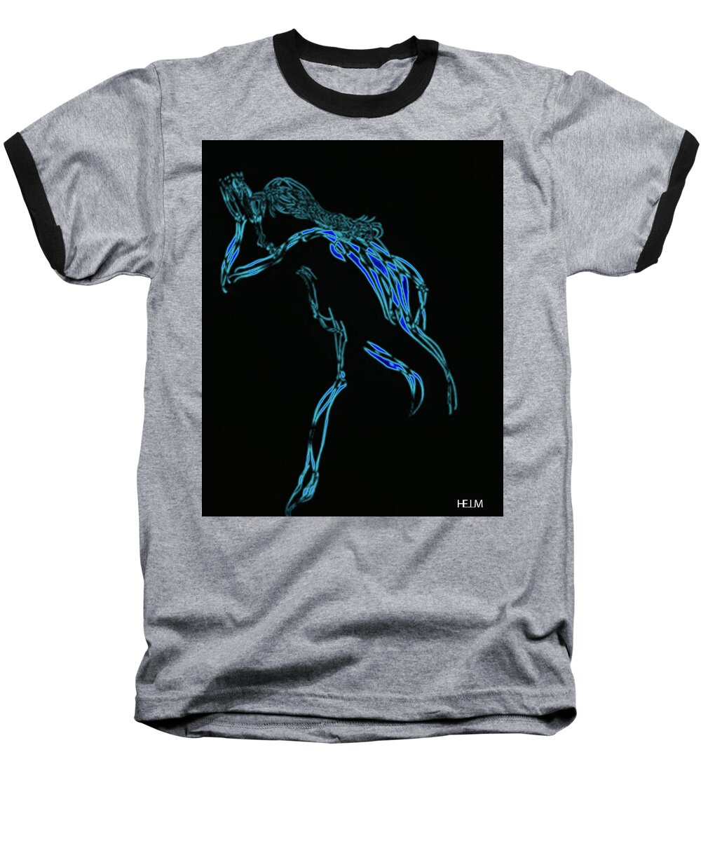  Hearts Digital Art Baseball T-Shirt featuring the digital art Electric sinful dreams by Mayhem Mediums