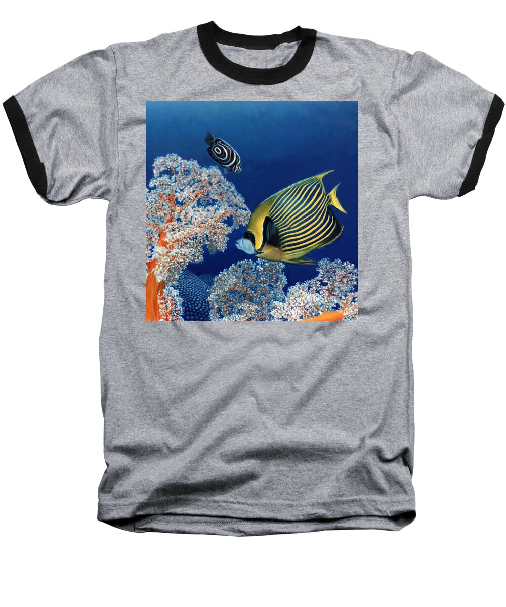 Fish Baseball T-Shirt featuring the painting Emperor Fish by Ben Saturen