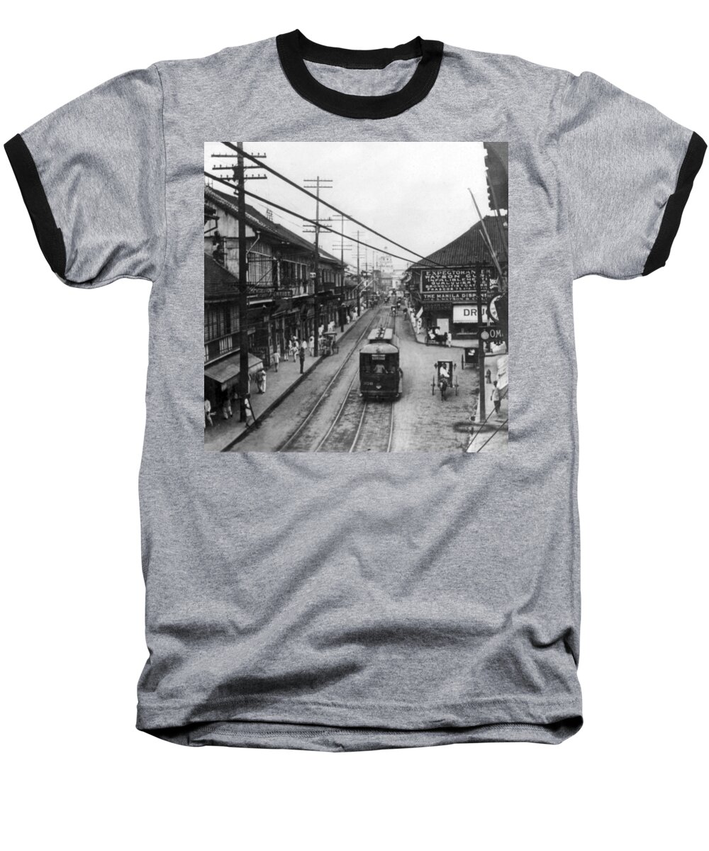 Manilla Baseball T-Shirt featuring the photograph Escalta Street - Manilla Philippines - c 1906 by International Images