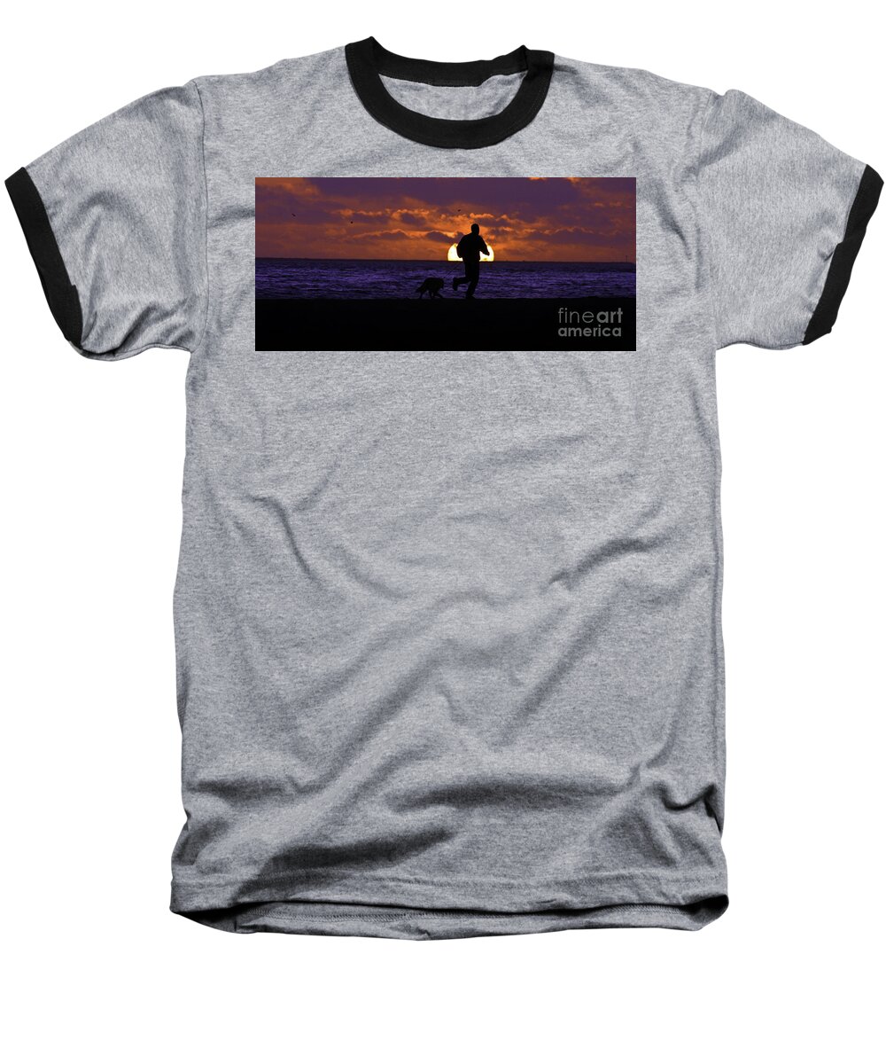 Art Baseball T-Shirt featuring the photograph Evening Run On The Beach by Clayton Bruster