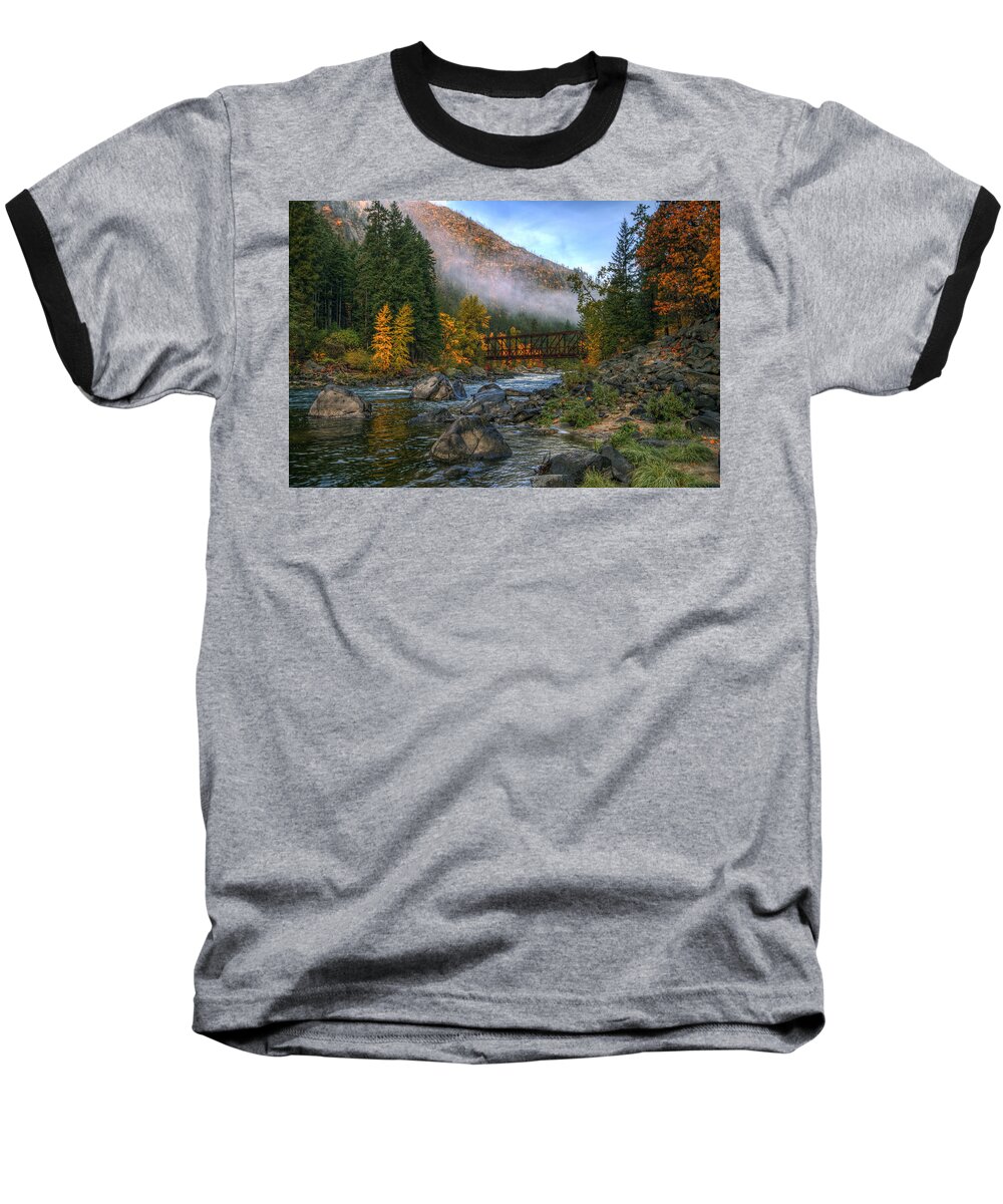 Hdr Baseball T-Shirt featuring the photograph Fall up the Tumwater by Brad Granger