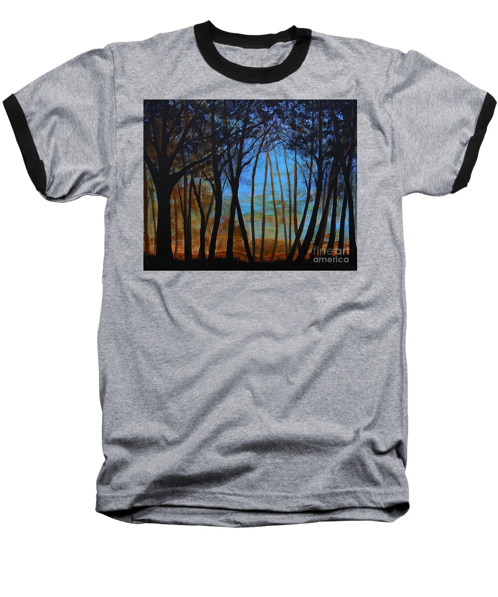 Landscape Baseball T-Shirt featuring the painting Far In The Distance by Leslie Allen