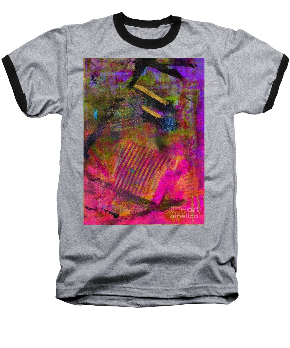 Pink Baseball T-Shirt featuring the painting Finding Gold After A Very Long Search by Angela L Walker