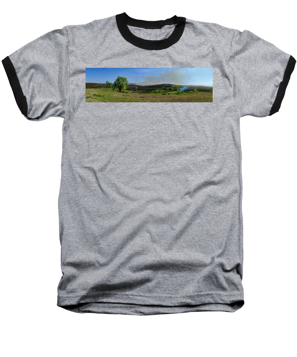 Burn Baseball T-Shirt featuring the photograph Flint Hills Controlled Burn by Alan Hutchins