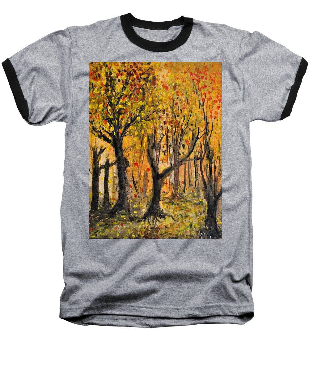 Foliage Baseball T-Shirt featuring the painting Foliage by Evelina Popilian