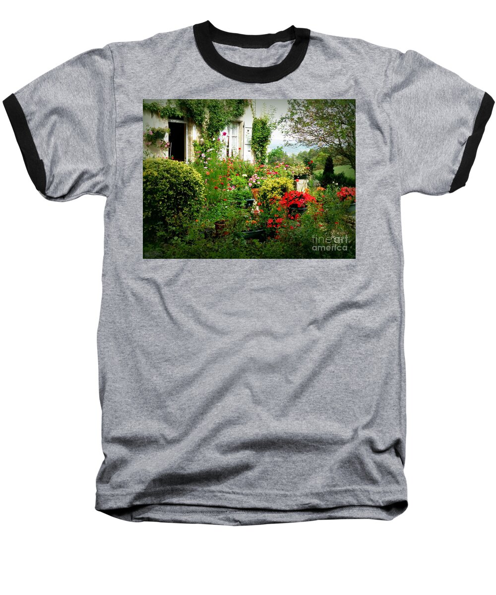Garden Baseball T-Shirt featuring the photograph French Cottage Garden by Lainie Wrightson