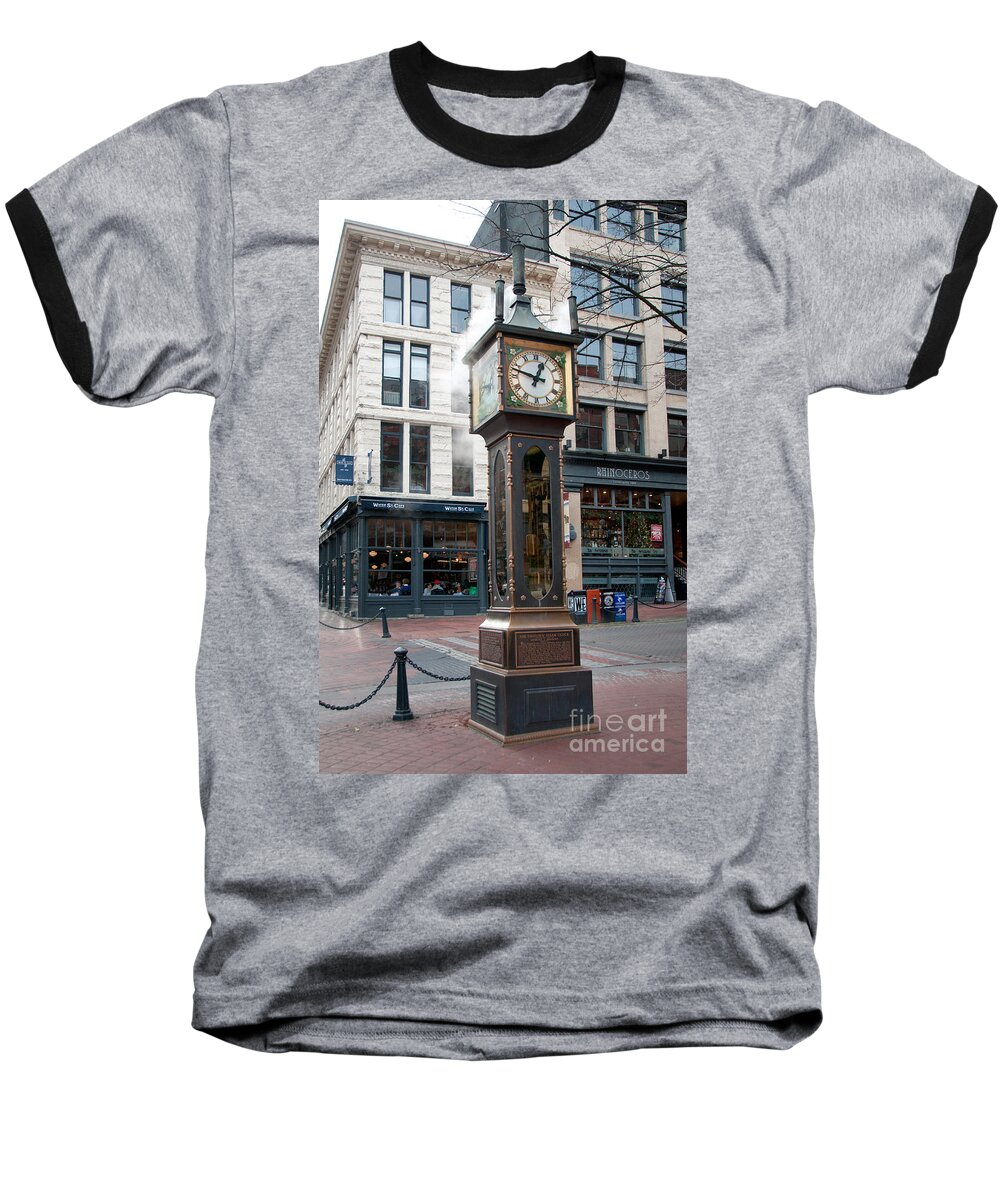 Canada Baseball T-Shirt featuring the digital art Gastown Steam clock by Carol Ailles