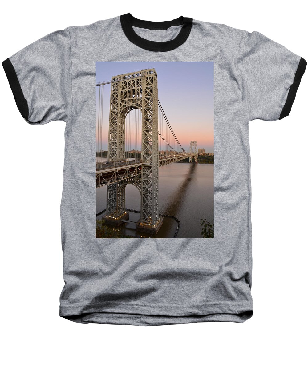 George Baseball T-Shirt featuring the photograph George Washington Bridge at Sunset by Zawhaus Photography