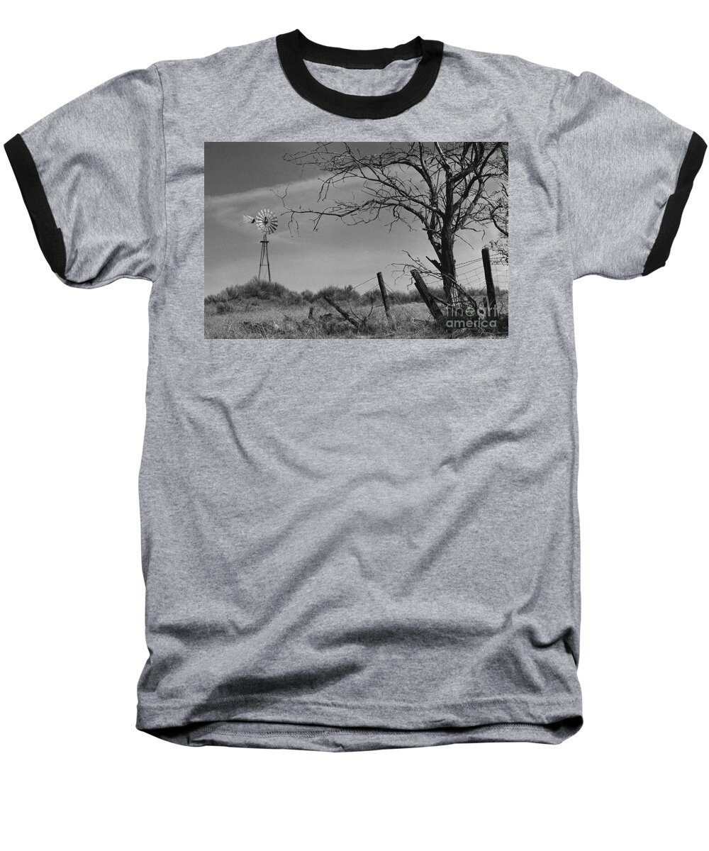 Windmill Baseball T-Shirt featuring the photograph Ghost Farm by Sharon Elliott