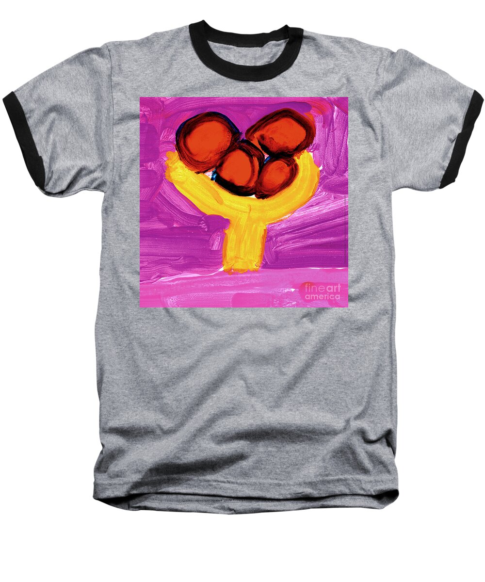 Apples Baseball T-Shirt featuring the painting Happy Fruit by Cortland Bobczynski Age Six