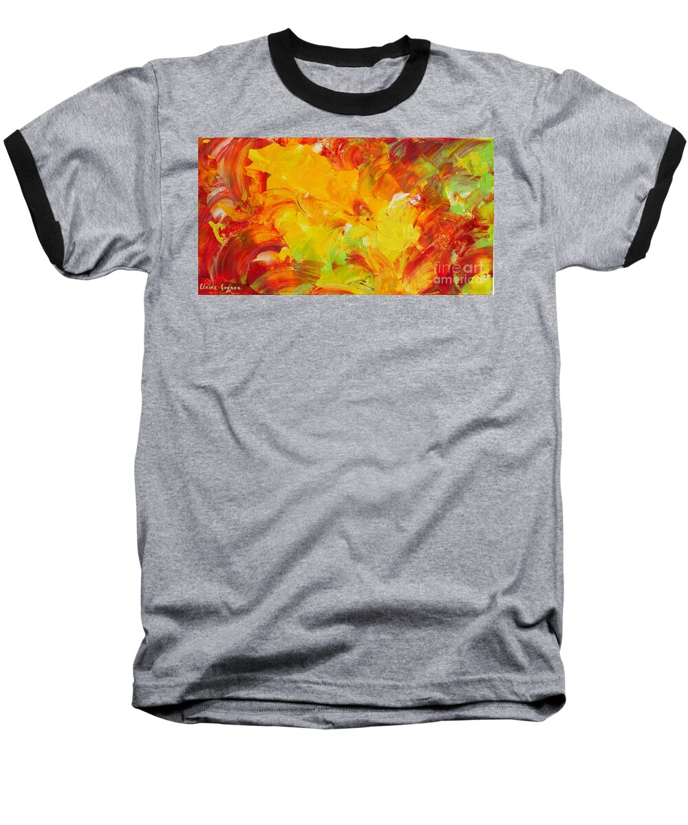 Abstract Baseball T-Shirt featuring the painting Hibiscus by Claire Gagnon