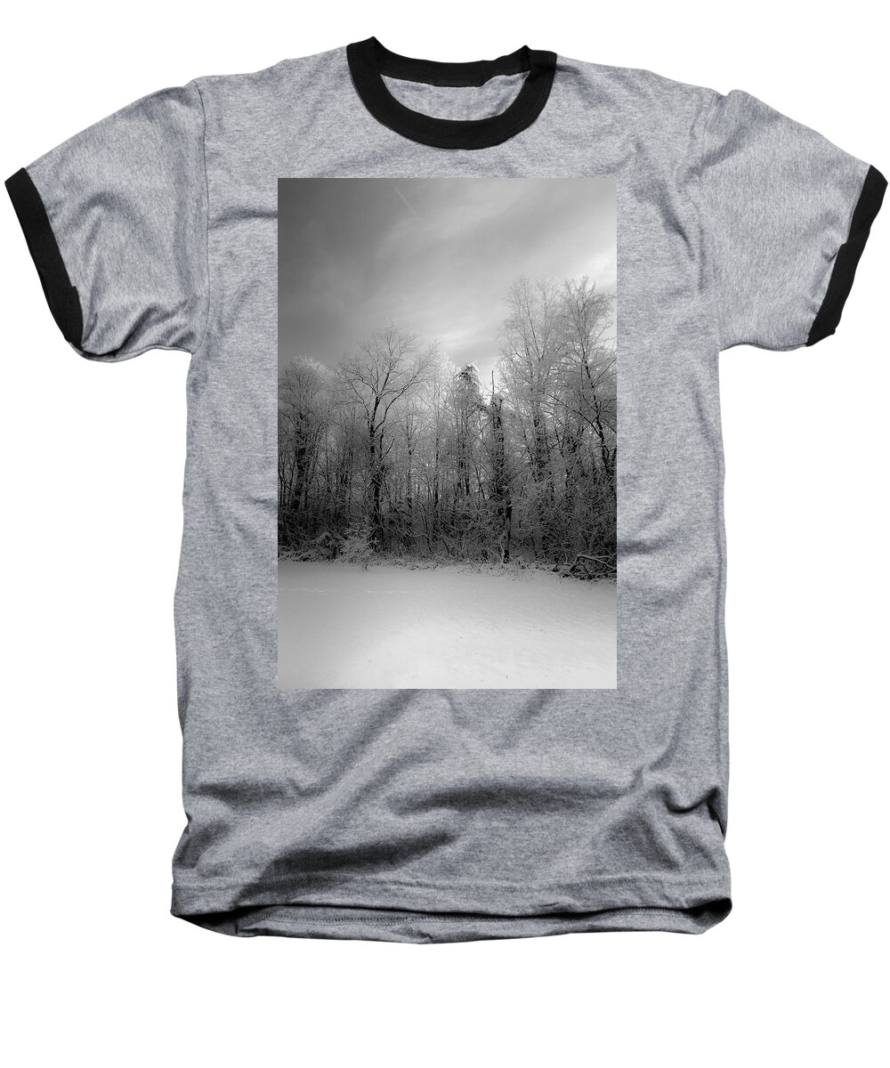 B&w Baseball T-Shirt featuring the photograph Impressionist Snow by Lori Coleman