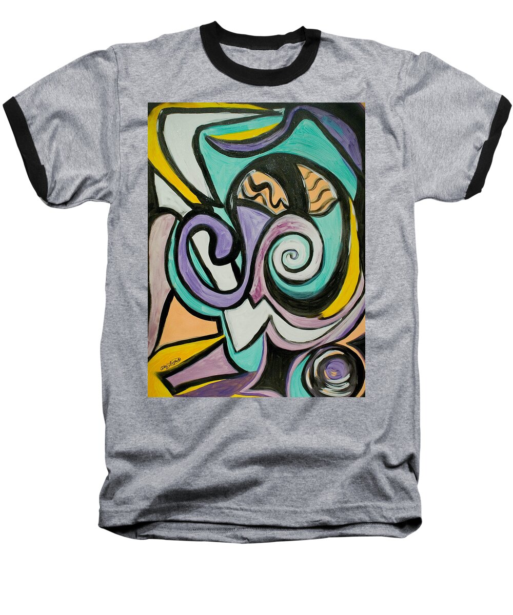 Jazz Baseball T-Shirt featuring the mixed media Jazzie by Artista Elisabet