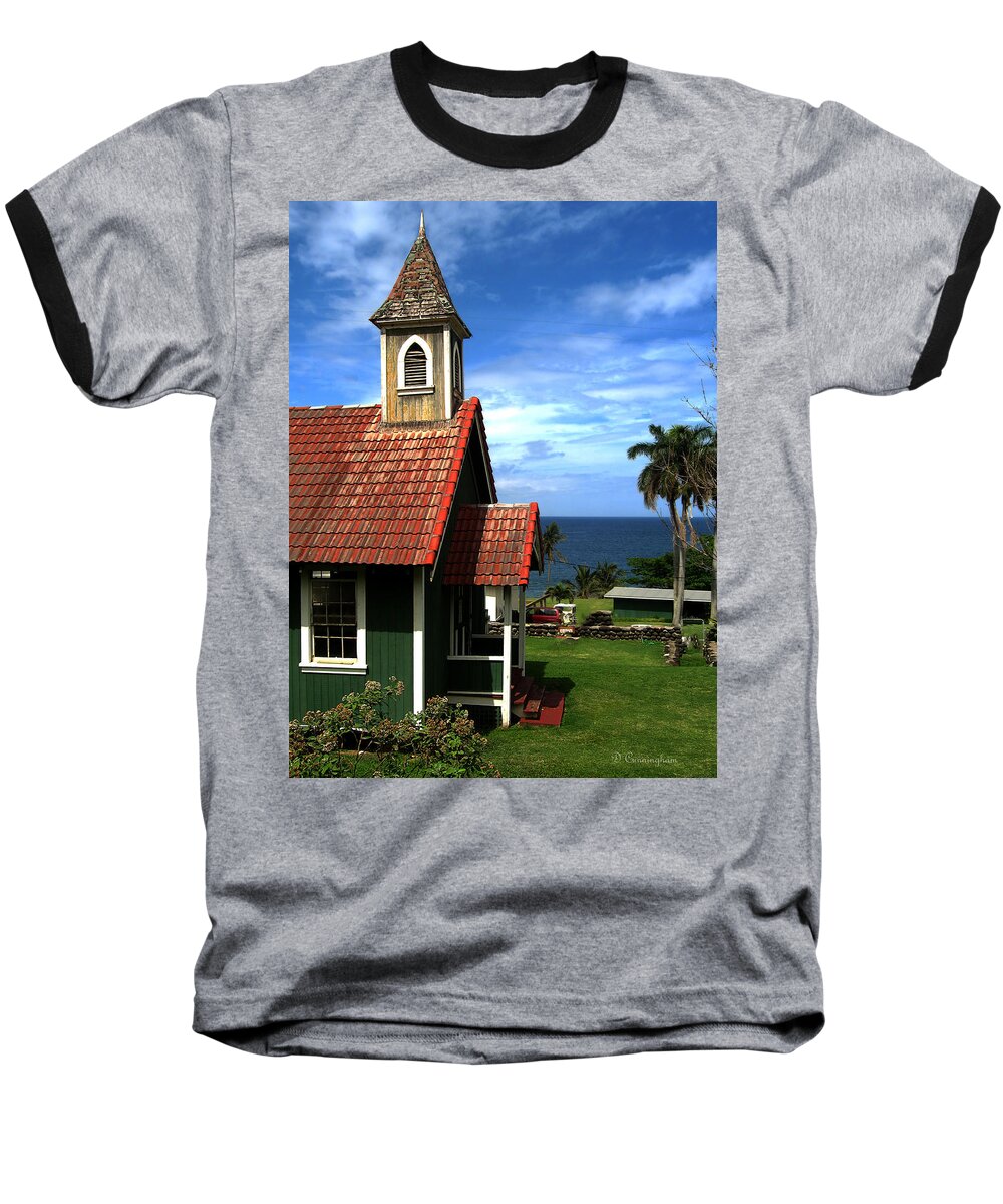 Green Church Baseball T-Shirt featuring the photograph Little Green Church in Hawaii by Dorothy Cunningham