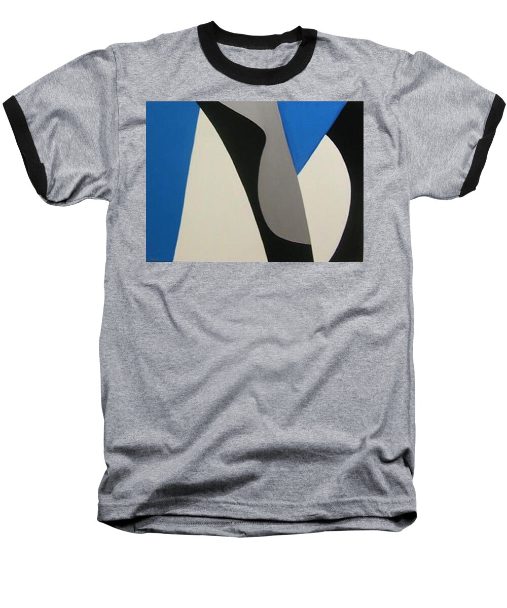 Geometric Abstract Baseball T-Shirt featuring the painting Lou Reed Tribute White Light by Dick Sauer