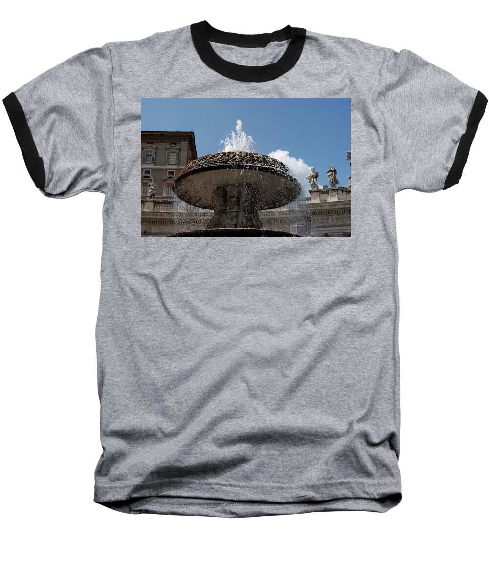 Aqua Paola Baseball T-Shirt featuring the photograph Maderno's Fountain by Joseph Yarbrough