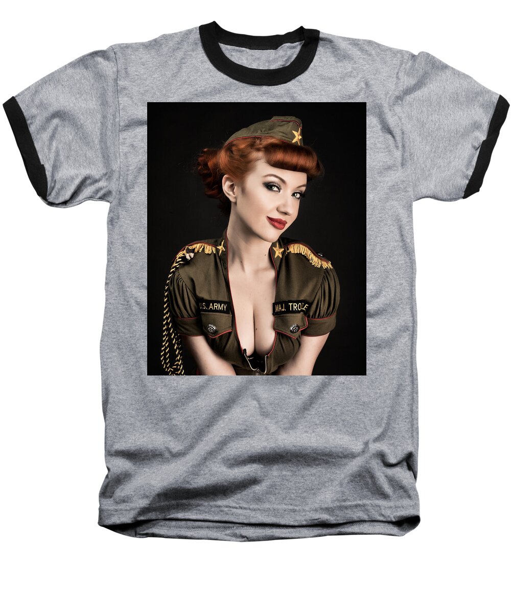 Pinup Baseball T-Shirt featuring the photograph Major Trouble 512 by Gary Heller