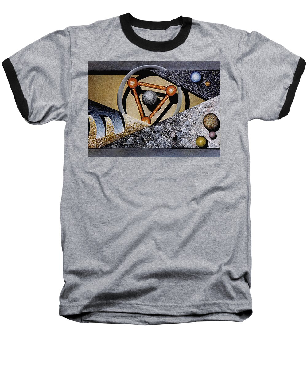 Faux Finish Baseball T-Shirt featuring the painting Mooncraft by Ben Saturen