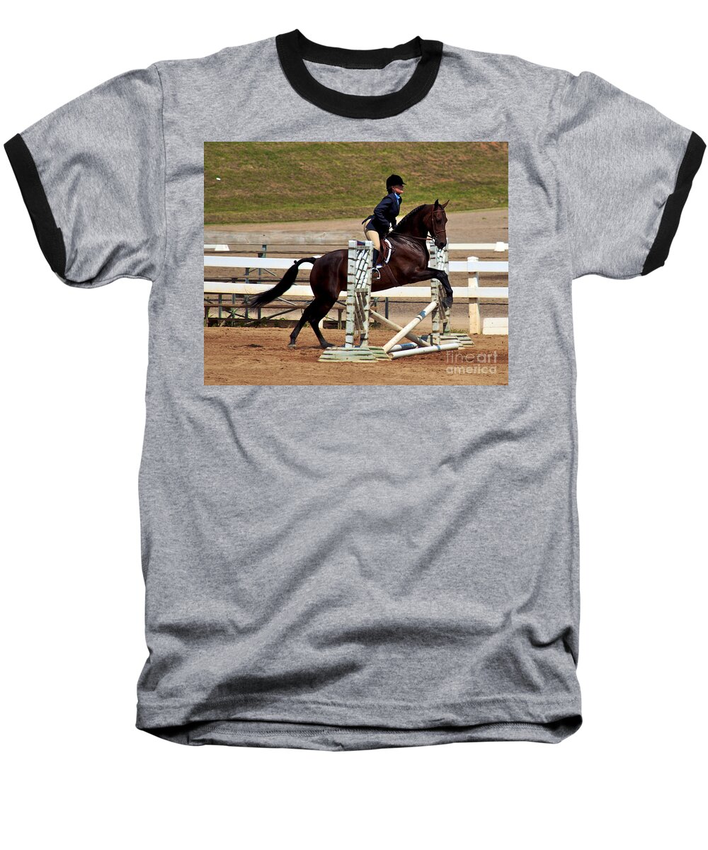 Horse Baseball T-Shirt featuring the photograph Morgan Jumping by Mark Dodd