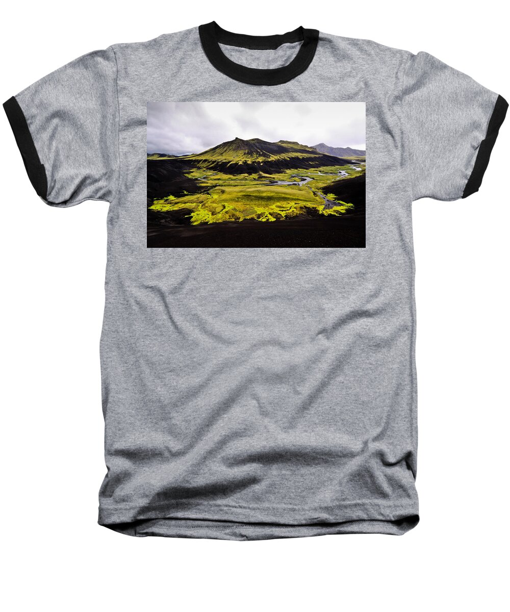 Moss Baseball T-Shirt featuring the photograph Moss in Iceland by Tom and Pat Cory