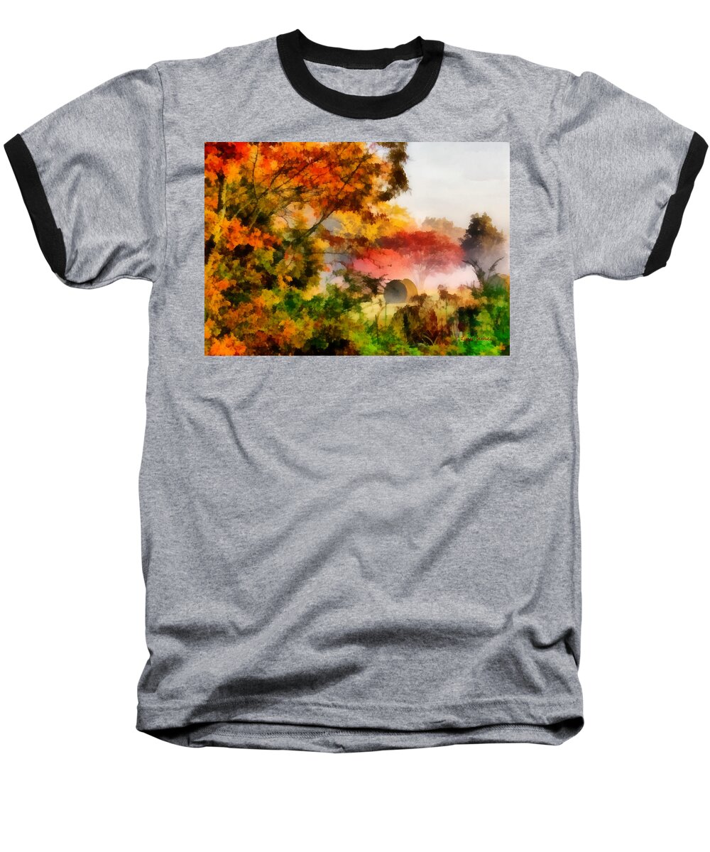 Autumn Baseball T-Shirt featuring the painting My Front Yard by Lynne Jenkins