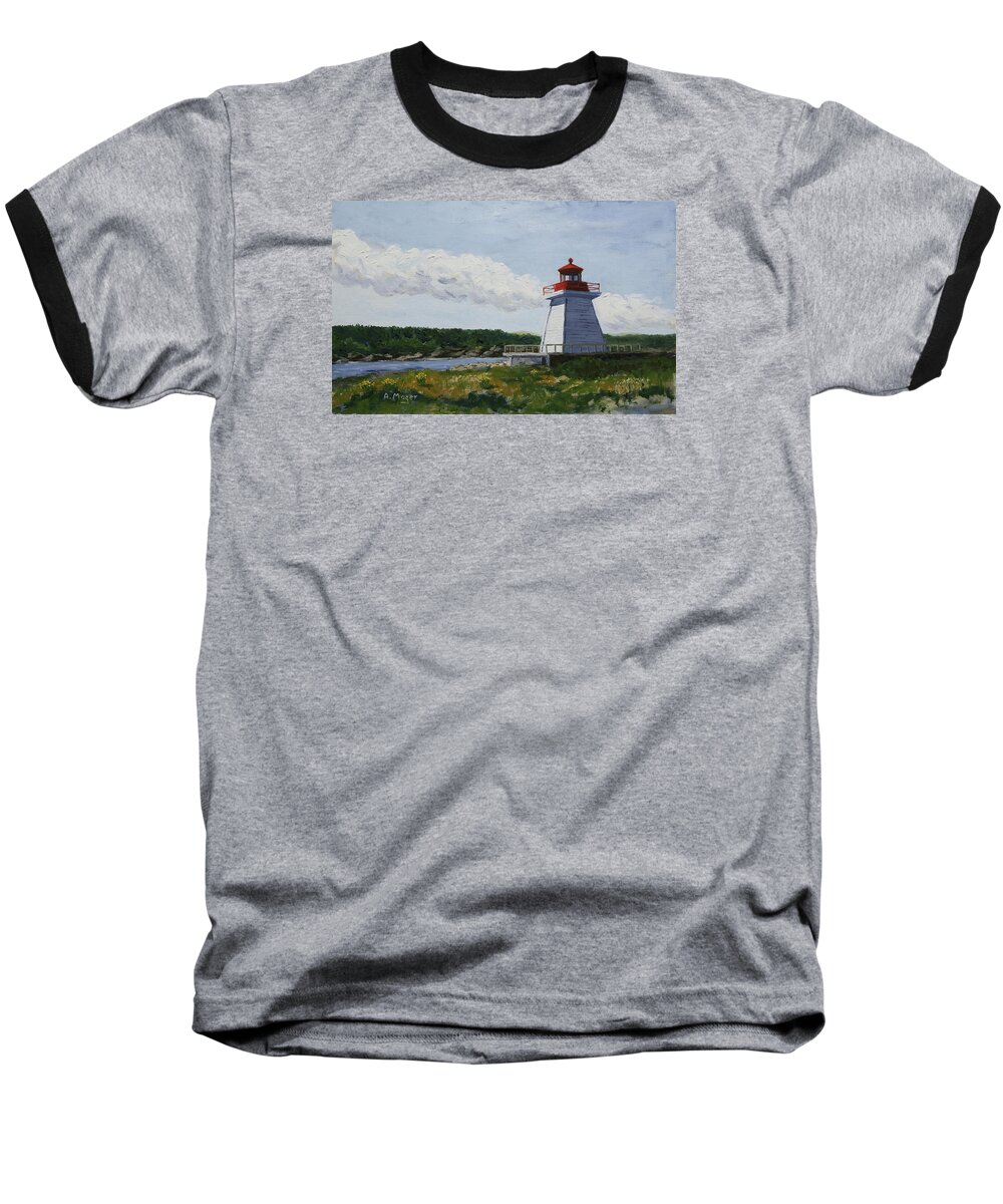 Painting Baseball T-Shirt featuring the painting Neil's Harbor Light by Alan Mager