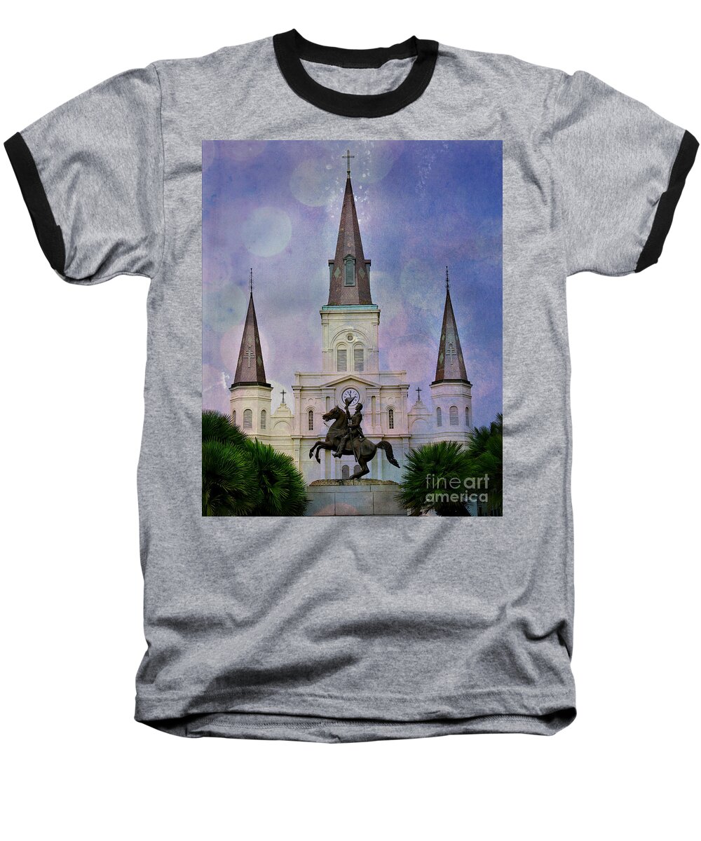 Jackson Square Baseball T-Shirt featuring the photograph New Orleans Dust by Perry Webster