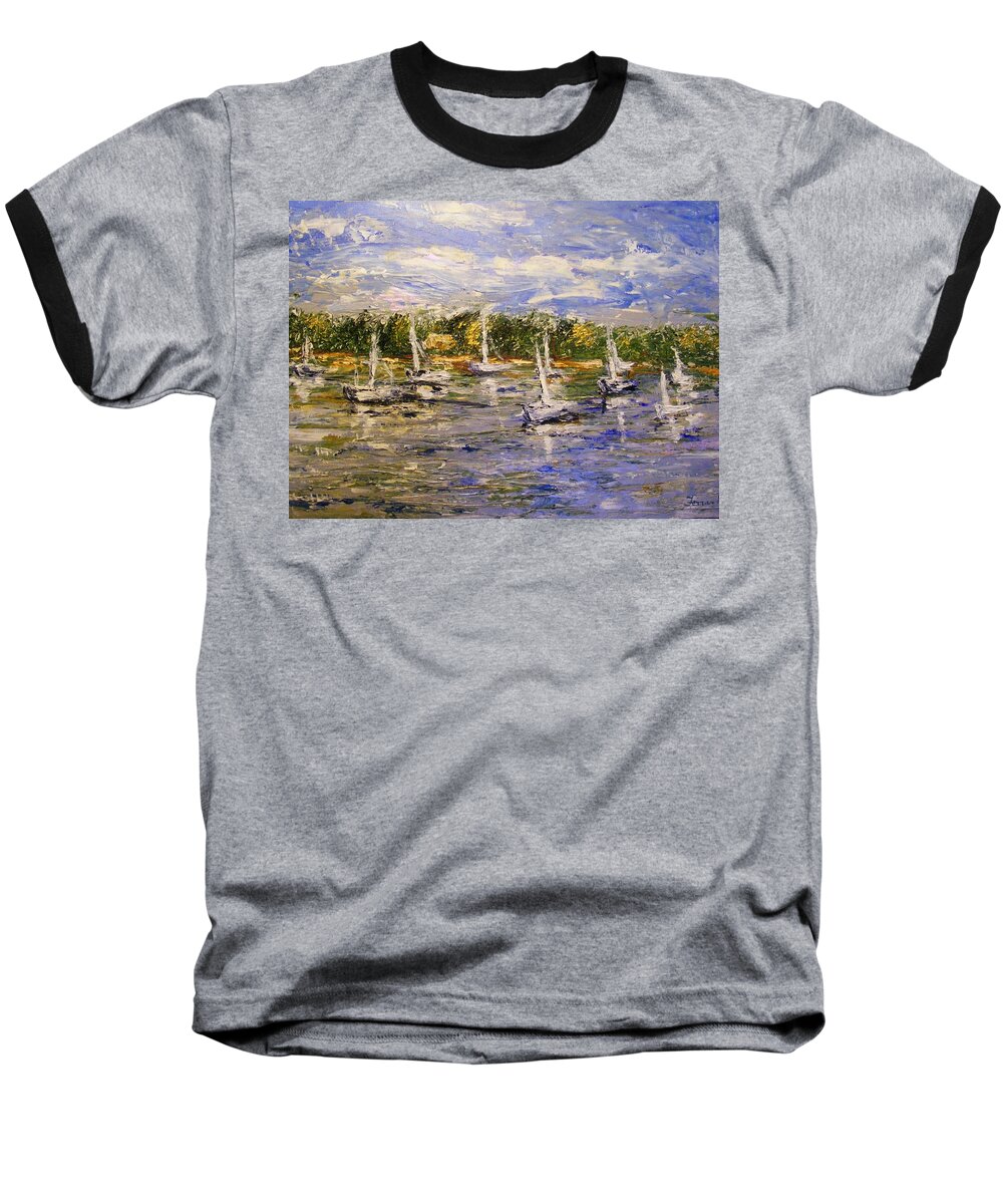 Boats Baseball T-Shirt featuring the painting Newport Views by Karen Ferrand Carroll