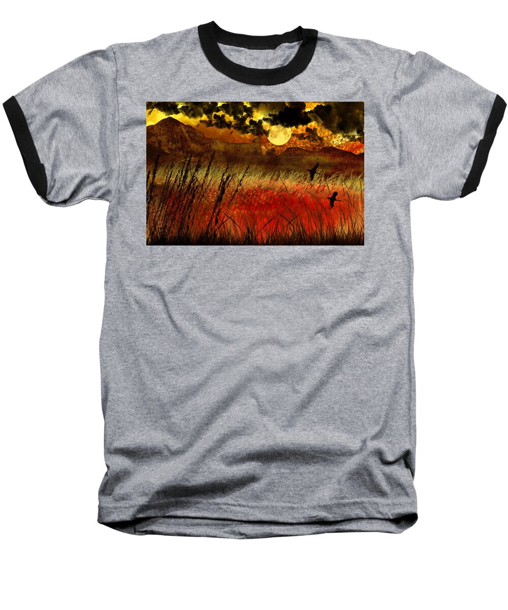 Moon Baseball T-Shirt featuring the photograph Night Falls Over The Land by Ellen Heaverlo