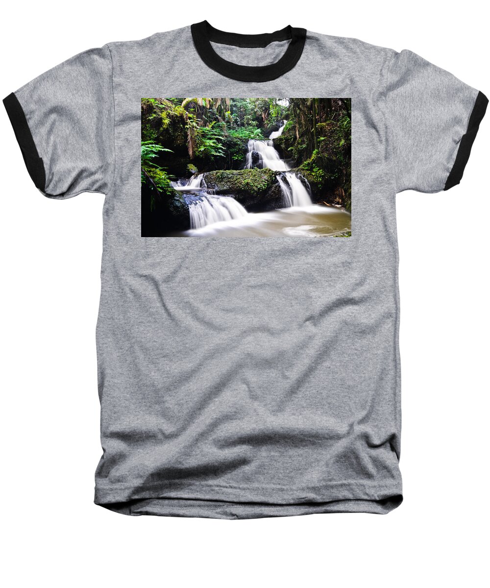 Big Island Baseball T-Shirt featuring the photograph Onomea Falls by Jason Chu