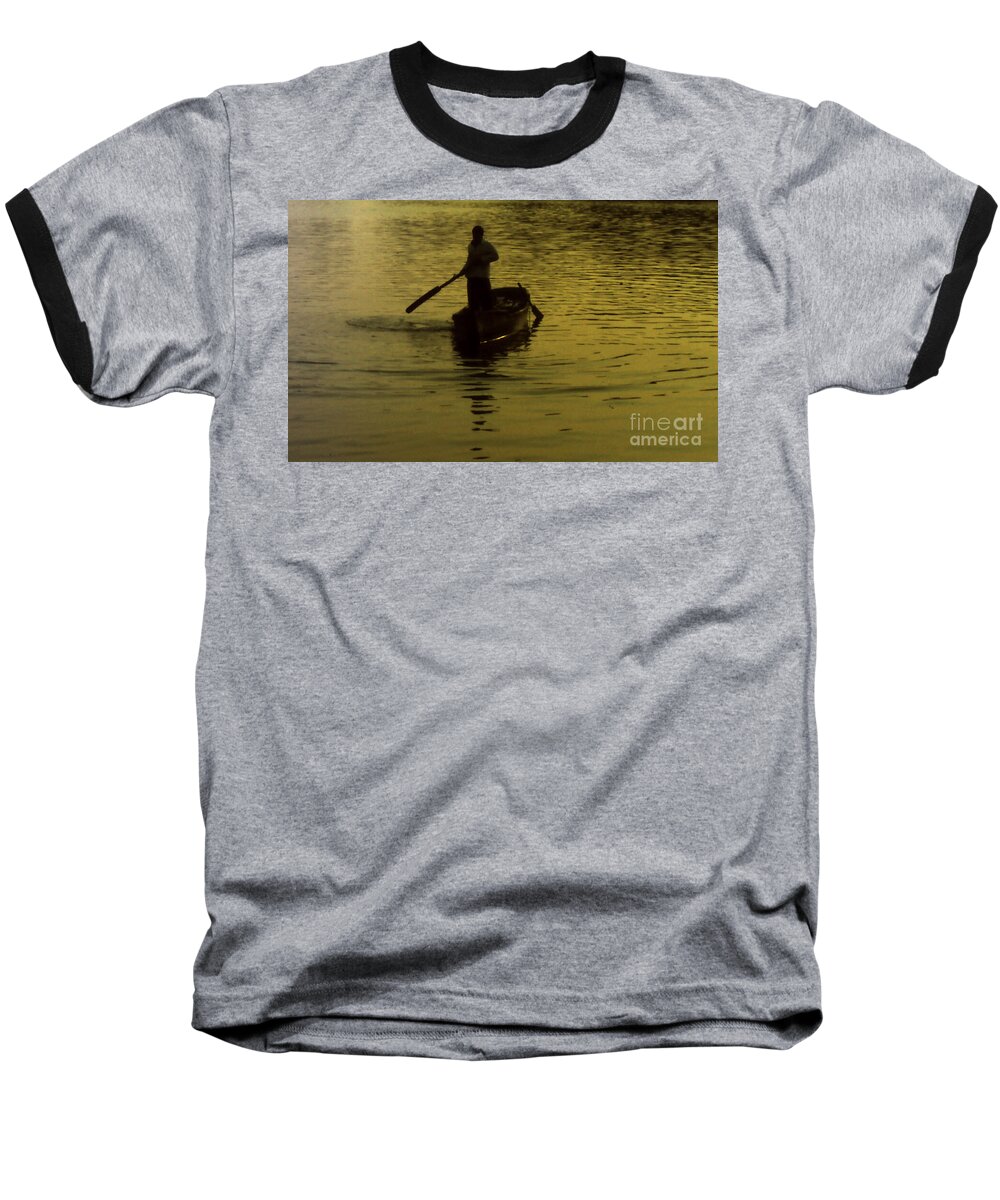 Silhouette Baseball T-Shirt featuring the photograph Paddle Boy by Lydia Holly