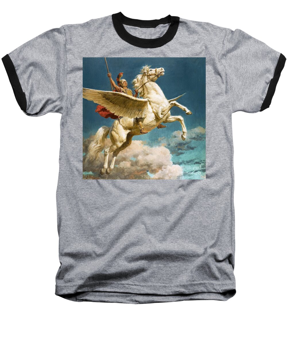Pegasus Baseball T-Shirt featuring the painting Pegasus The Winged Horse by Fortunino Matania