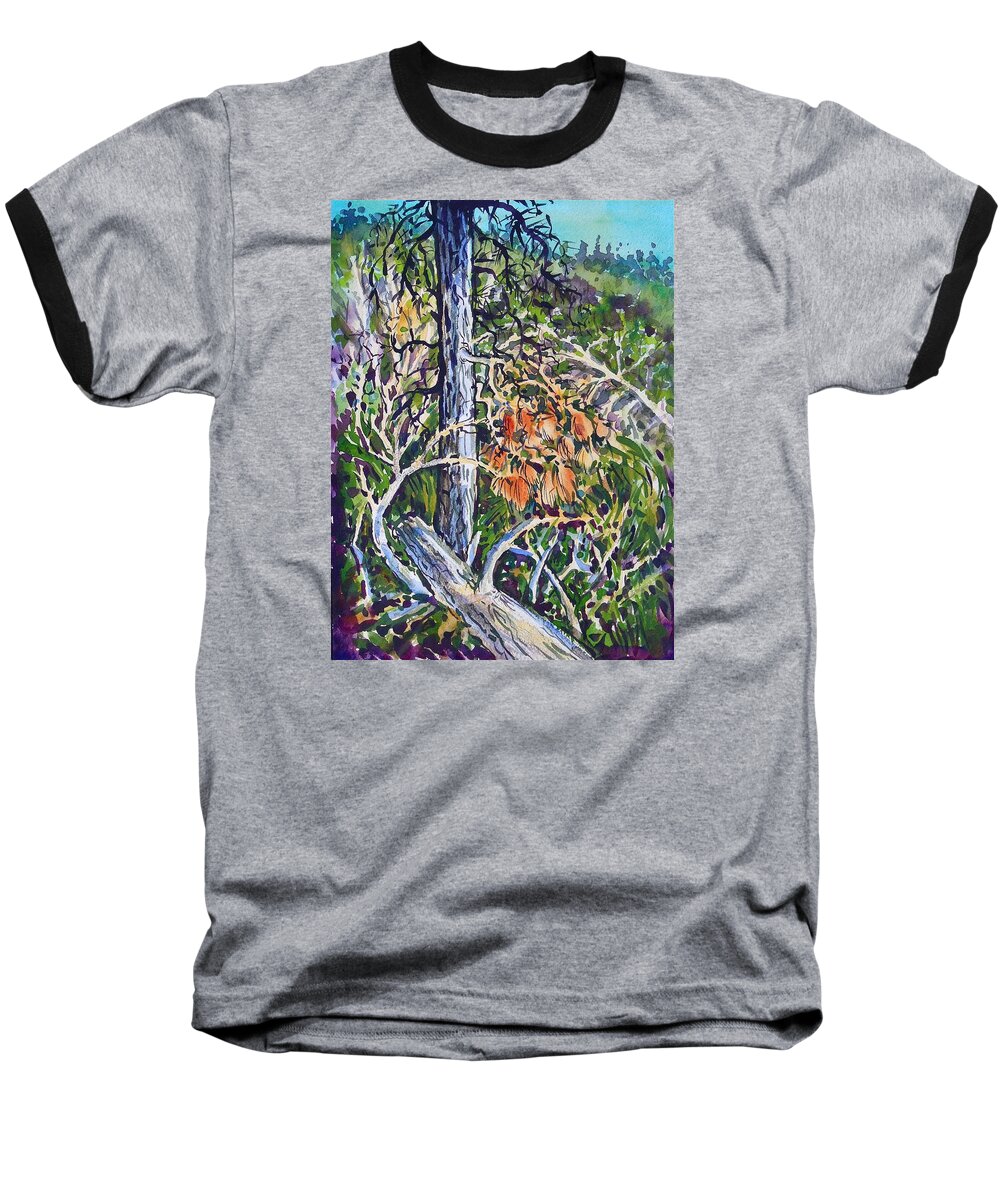 Ponserosa Pines Baseball T-Shirt featuring the painting Petroglyph Pines by Lynne Haines