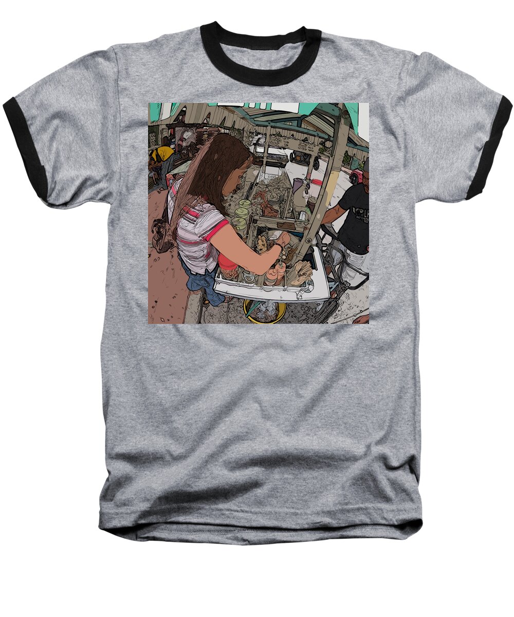 Philippines Baseball T-Shirt featuring the painting Philippines 91 Street Food by Rolf Bertram