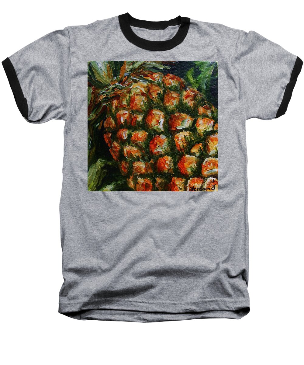 Fruit Baseball T-Shirt featuring the painting Pineapple by Karen Ferrand Carroll