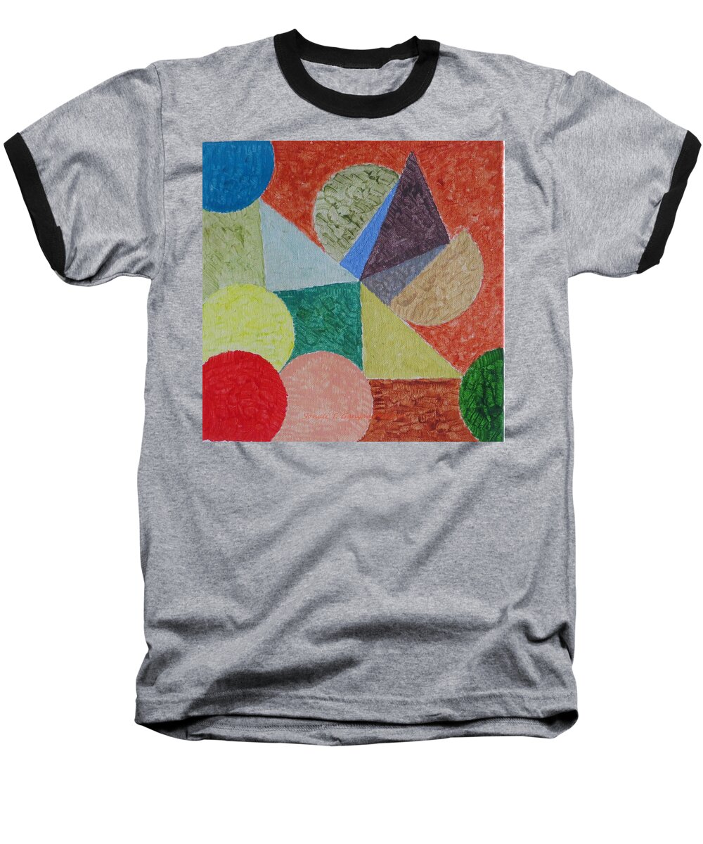 Fusion Of Colours In Shapes Baseball T-Shirt featuring the painting Polychrome by Sonali Gangane