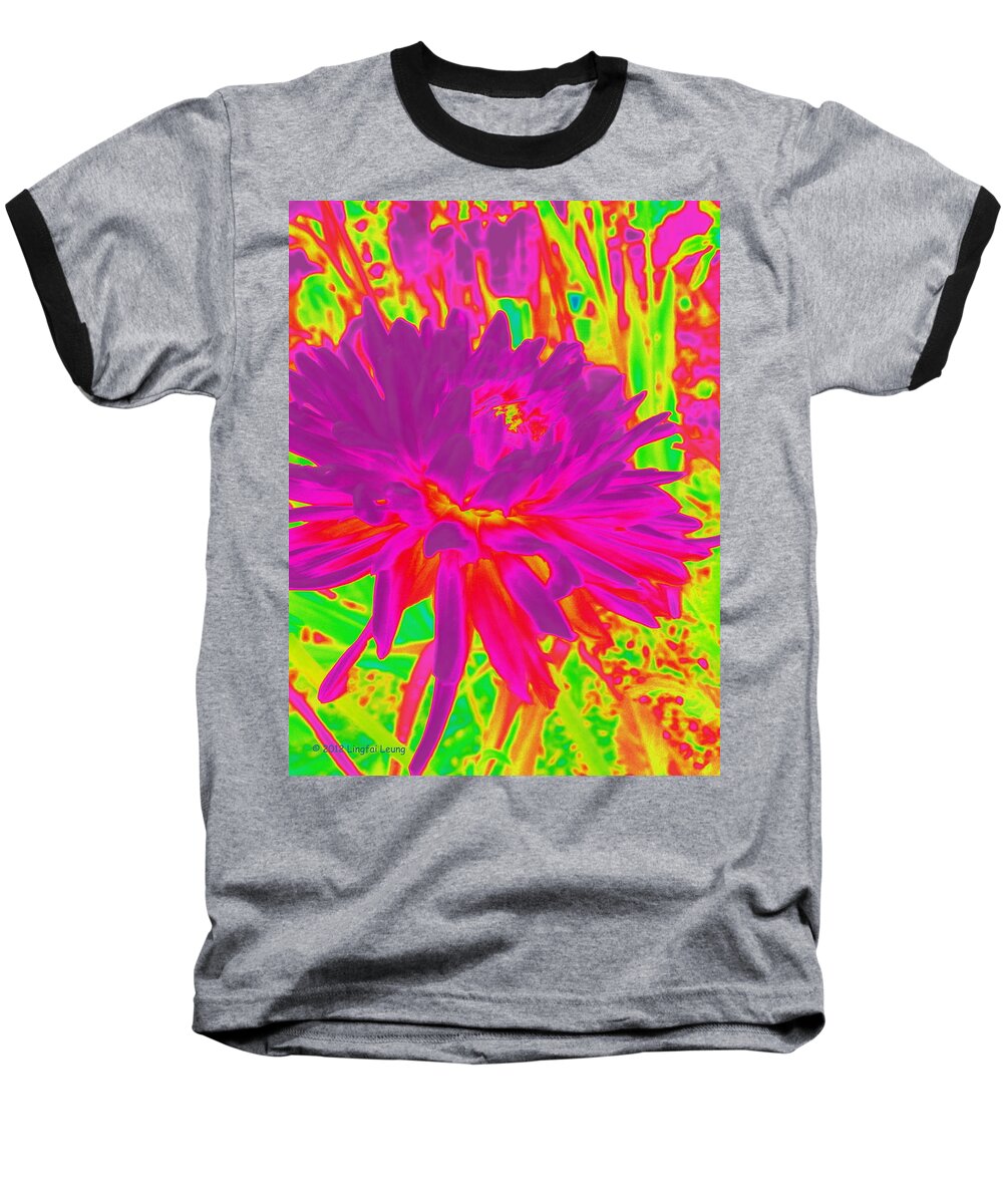 Abstract Photography Baseball T-Shirt featuring the photograph Psyche Dahlia Explosion by Lingfai Leung