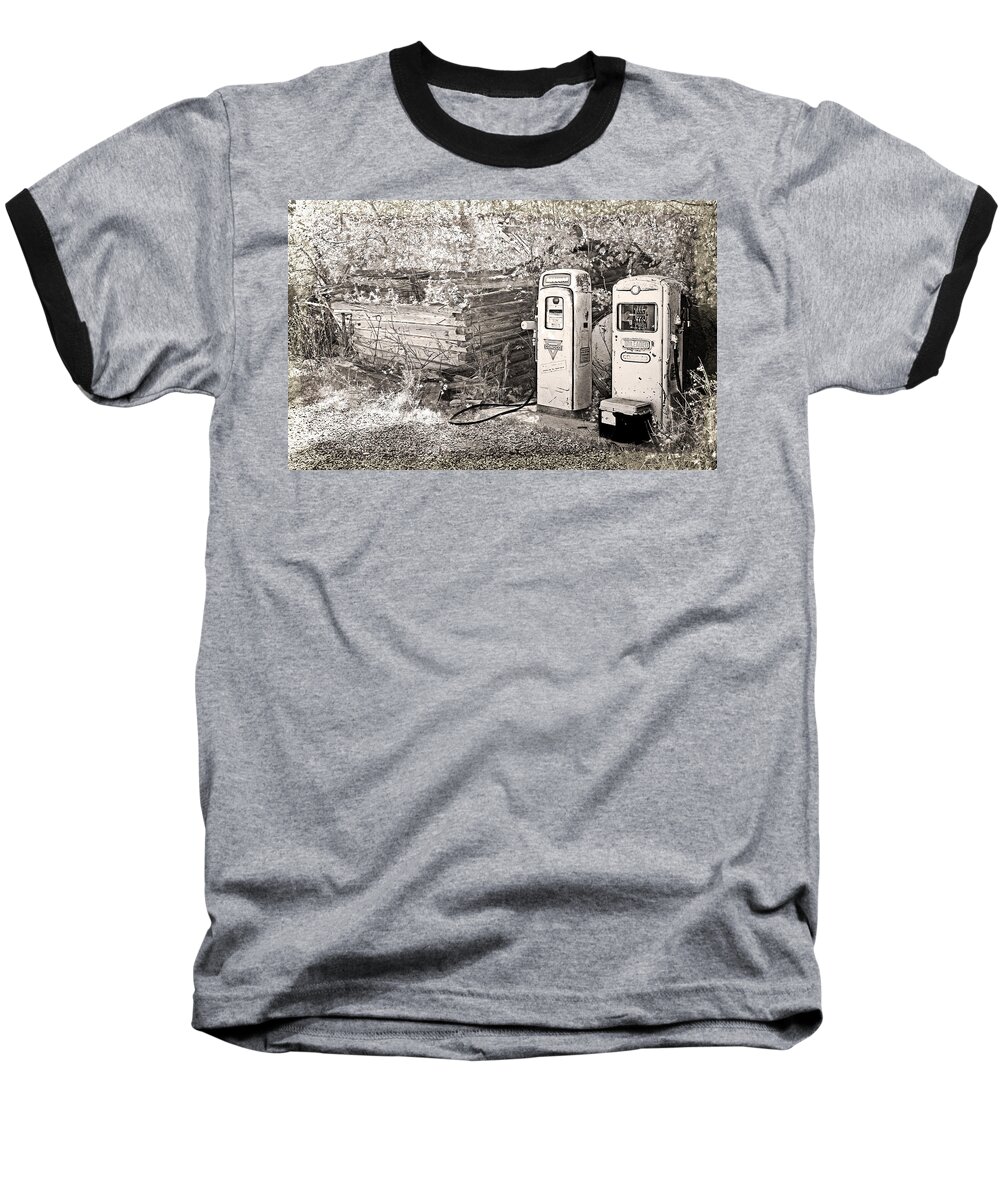 Expressive Baseball T-Shirt featuring the photograph Ranch Gas Pumps by Lenore Senior