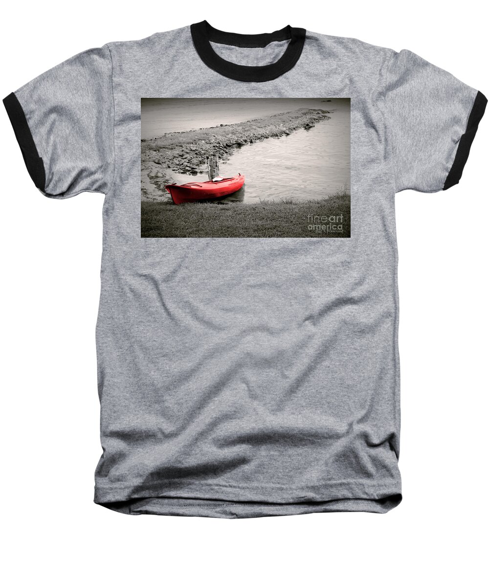 Landscape Baseball T-Shirt featuring the photograph Red Kayak by Todd Blanchard